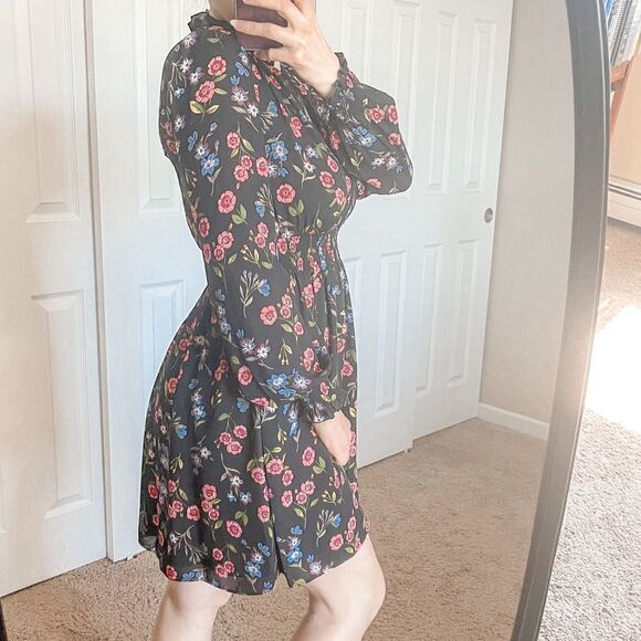 Kate Spade Long Sleeve Floral Mini Dress XS - Picture 2 of 9